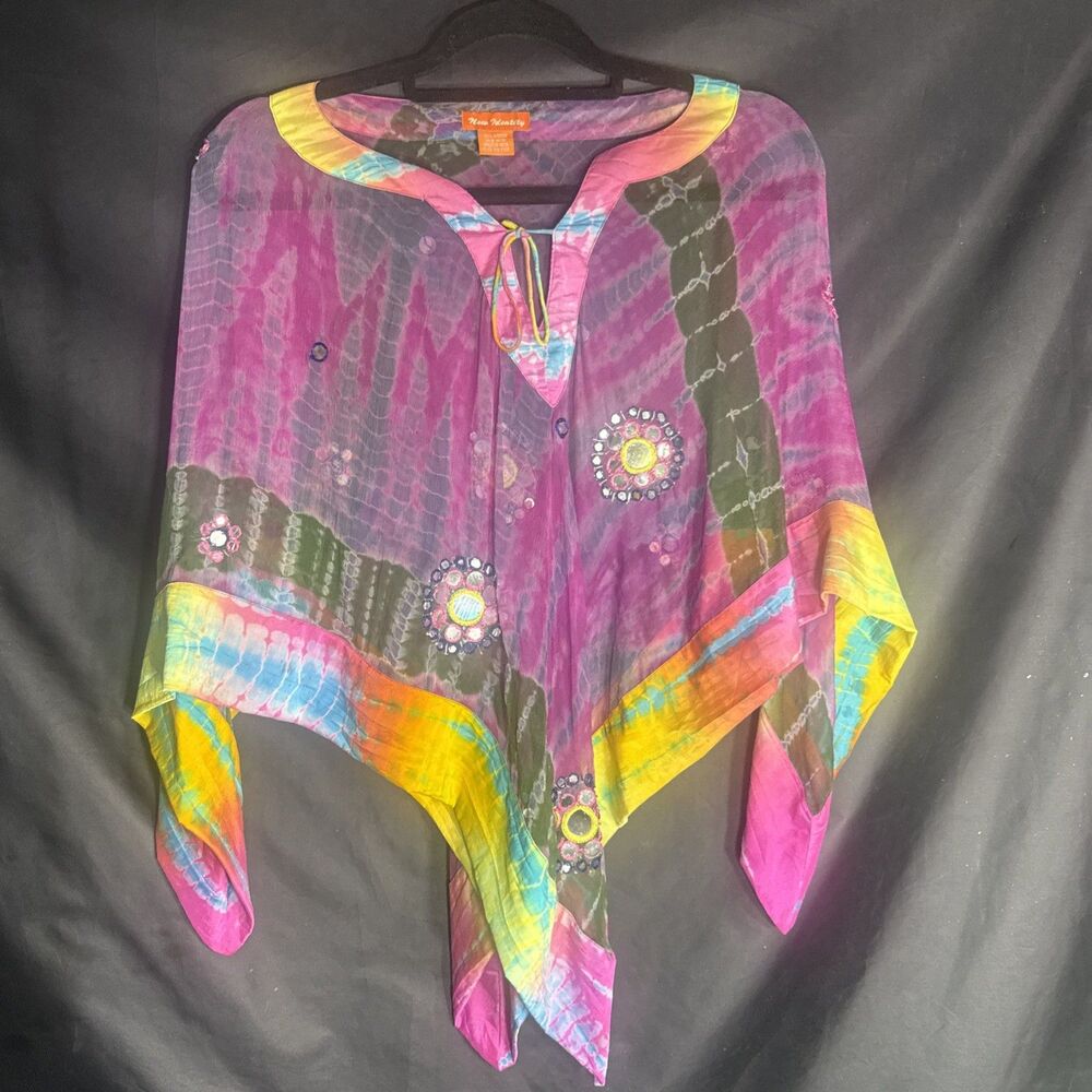 New Identify Cape Tye Dyed W/Embellisments Cape Style Rayon Sz OS